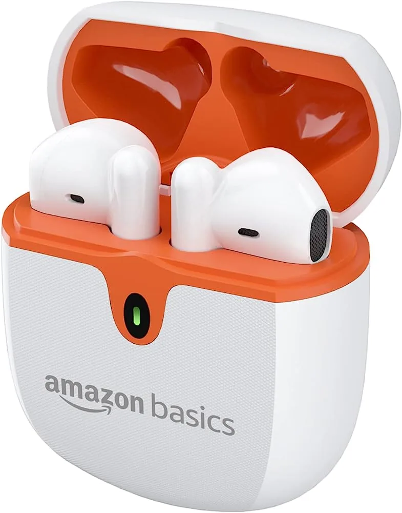 AmazonBasics True Wireless in-Ear Earbuds with Mic, Touch Control, IPX5 Water-Resistance, Bluetooth 5.3, Up to 36 Hours Play Time, Voice Assistance and Fast Charging