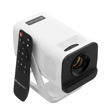 Zebronics Pixaplay 35 Android Smart LED Projector, 4K UHD Support, 4000 Lumens, 100" Screen Size, 240° Tiltable, Auto Keystone