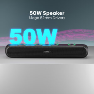 GOVO Gosurround 320 | 50W Bluetooth SoundBar, 4000 Mah Battery, 2.0 Channel with 58Mm Drivers, Multicolor Led Lights with TWS, Aux, Bluetooth and USB